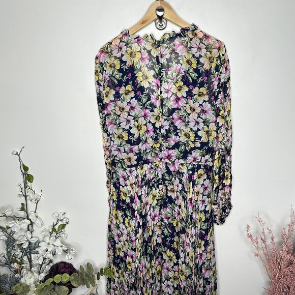 BHLDN x MONIQUE LHUILLIER Corinth Floral Maxi Dress Navy Blue Sz 16 {3B31} - Picture 4 of 7